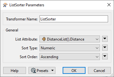 ListSorter parameters